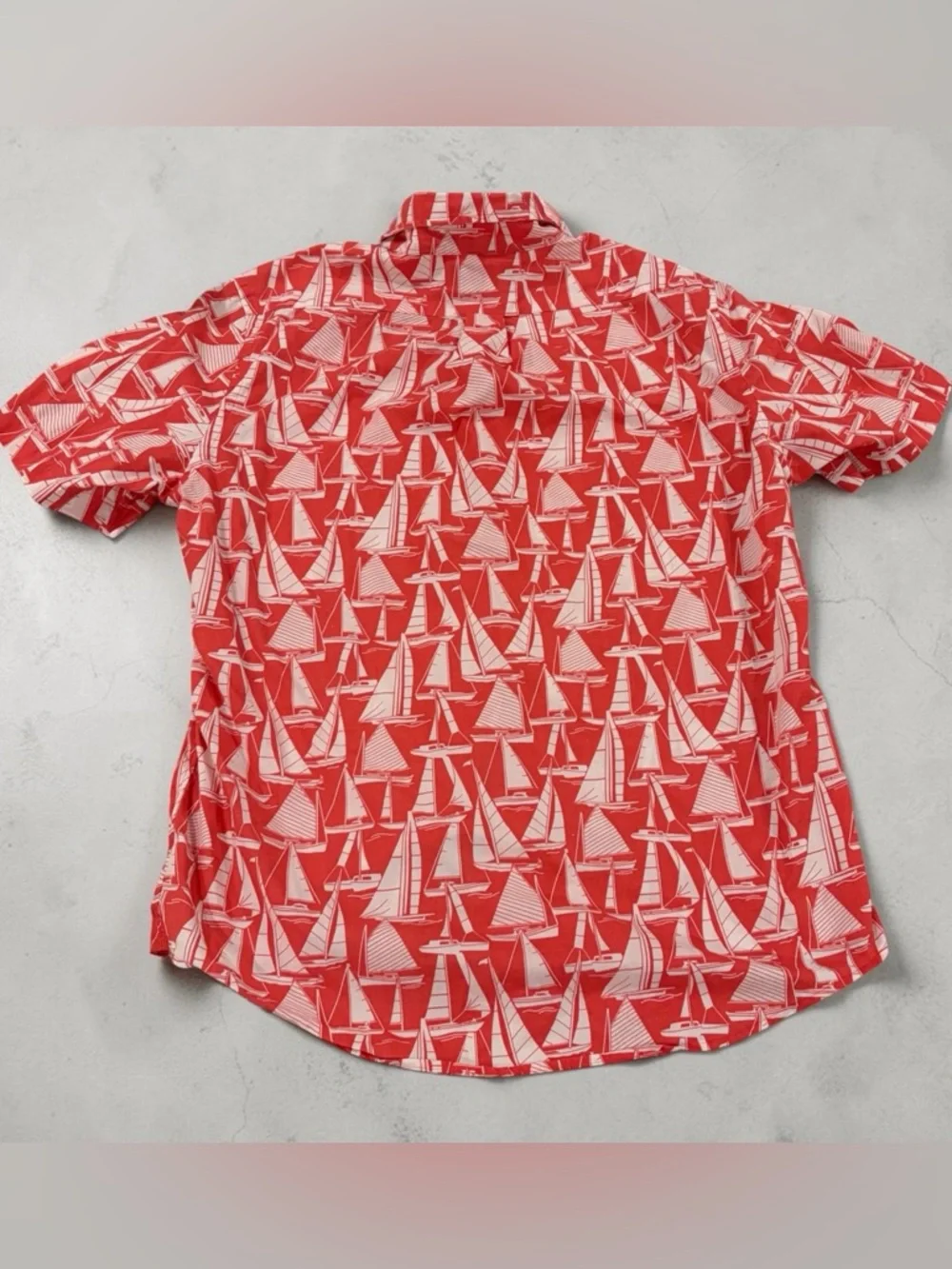 Vineyard Vines Tucker Shirt Mens Medium Slim Fit Salmon Sailboat Print Cotton - Picture 2 of 7